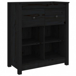 Sideboard Schwarz 70x35x80 cm Massivholz Kiefer