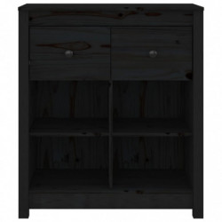 Sideboard Schwarz 70x35x80 cm Massivholz Kiefer