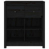 Sideboard Schwarz 70x35x80 cm Massivholz Kiefer