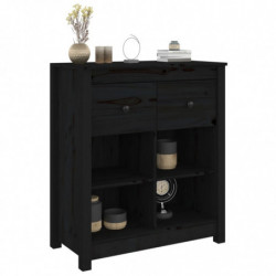 Sideboard Schwarz 70x35x80 cm Massivholz Kiefer