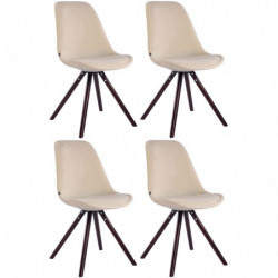 4er Set Stühle Toulouse Samt Rund cappuccino