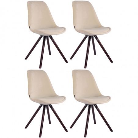 4er Set Stühle Toulouse Samt Rund cappuccino