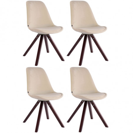 4er Set Stühle Toulouse Samt Square Cappuccino