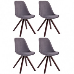 4er Set Stühle Toulouse Samt Square Cappuccino