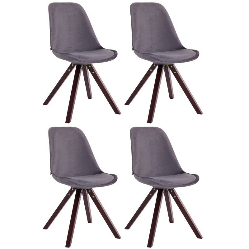 4er Set Stühle Toulouse Samt Square Cappuccino