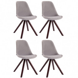 4er Set Stühle Toulouse Samt Square Cappuccino