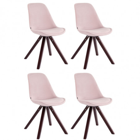 4er Set Stühle Toulouse Samt Square Cappuccino