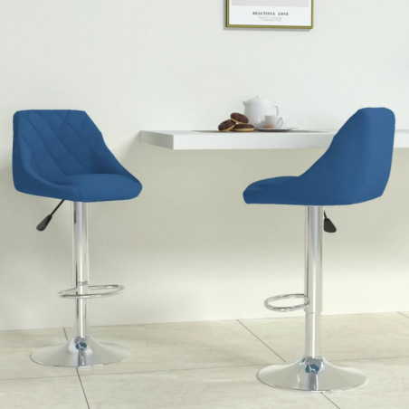 Barhocker 2 Stk. Blau Samt