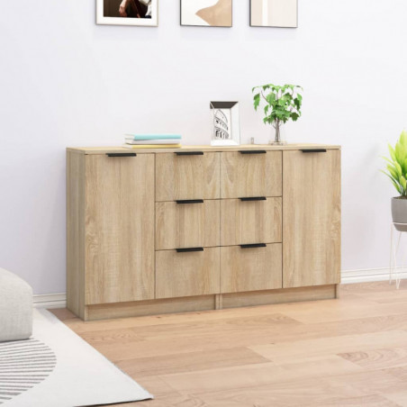 Sideboards 2 Stk. Sonoma-Eiche 60x30x70 cm Holzwerkstoff