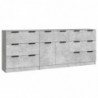 3-tlg. Sideboard-Set Betongrau Holzwerkstoff