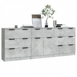 3-tlg. Sideboard-Set Betongrau Holzwerkstoff