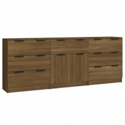 3-tlg. Sideboard Braun Eiche-Optik Holzwerkstoff