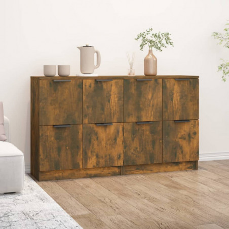 Sideboards 2 Stk. Räuchereiche 60x30x70 cm Holzwerkstoff