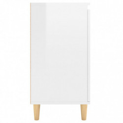 Sideboard mit Massivholz-Beinen Hochglanz-Weiß 60x35x70 cm