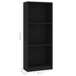 Bücherregal 3 Fächer Schwarz 40x24x108 cm Holzwerkstoff