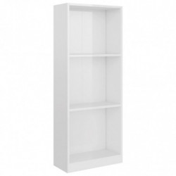 Bücherregal 3 Fächer Hochglanz-Weiß 40x24x108 cm Holzwerkstoff