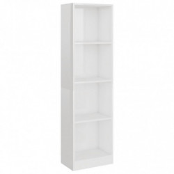 Bücherregal 4 Fächer Hochglanz-Weiß 40x24x142 cm Holzwerkstoff