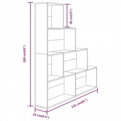 Bücherregal Grau Sonoma 155x24x160 cm