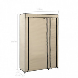 Faltschrank Creme 110x45x175 cm Stoff