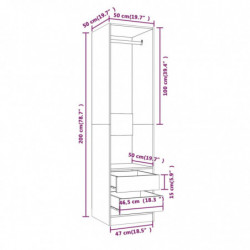 Kleiderschrank mit Schubladen Räuchereiche 50x50x200 cm