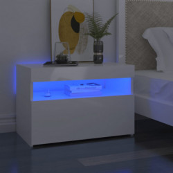 Nachttisch mit LED-Leuchten Hochglanz-Weiß 60x35x40 cm