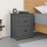 Nachttisch Grau 50x35x61,5 cm Massivholz Kiefer