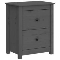Nachttisch Grau 50x35x61,5 cm Massivholz Kiefer