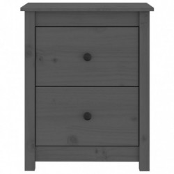 Nachttisch Grau 50x35x61,5 cm Massivholz Kiefer