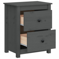 Nachttisch Grau 50x35x61,5 cm Massivholz Kiefer