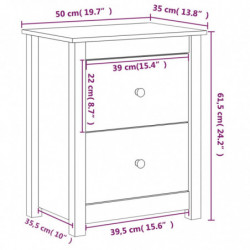Nachttisch Grau 50x35x61,5 cm Massivholz Kiefer