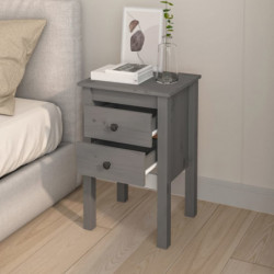 Nachttische 2 Stk. Grau 40x35x61,5 cm Massivholz Kiefer