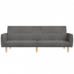 Schlafsofa 2-Sitzer mit Fußhocker Hellgrau Stoff