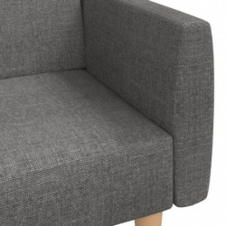 Schlafsofa 2-Sitzer mit Fußhocker Hellgrau Stoff