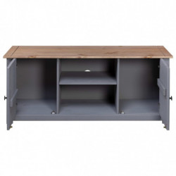 TV-Schrank Grau 120x40x50 cm Massivholz Panama-Kiefer