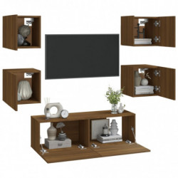 TV-Wandschrank-Set Braun Eichen-Optik Holzwerkstoff