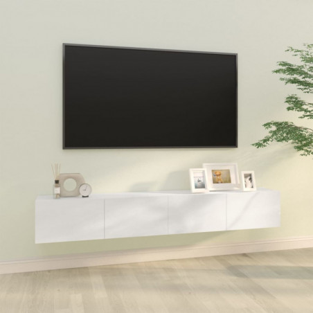 TV-Wandschränke 2 Stk. Hochglanz-Weiß 100x30x30cm Holzwerkstoff