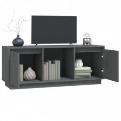 TV-Schrank Grau 110,5x35x44 cm Massivholz Kiefer