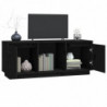 TV-Schrank Schwarz 110,5x35x44 cm Massivholz Kiefer