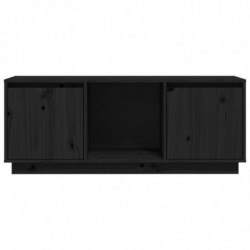 TV-Schrank Schwarz 110,5x35x44 cm Massivholz Kiefer