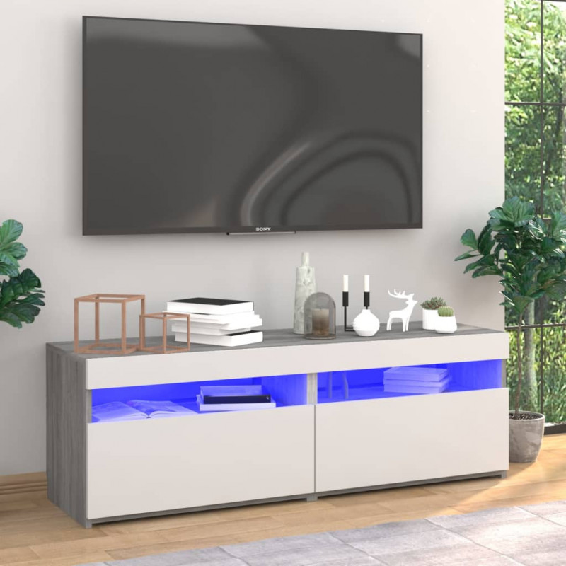 TV-Schränke 2 Stk. mit LED-Leuchten Grau Sonoma 60x35x40 cm