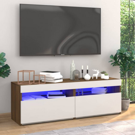 TV-Schränke 2 Stk. mit LED-Leuchten Braun Eiche 60x35x40 cm