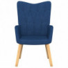 Relaxsessel mit Hocker Blau Stoff