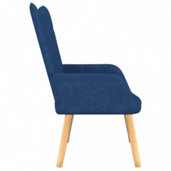 Relaxsessel mit Hocker Blau Stoff