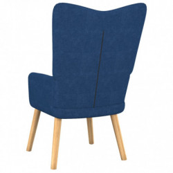 Relaxsessel mit Hocker Blau Stoff