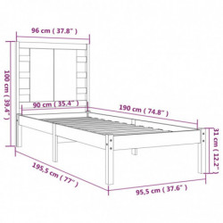 Massivholzbett Schwarz 90x190 cm 3FT Single