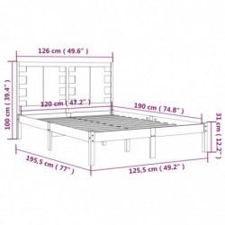 Massivholzbett Schwarz 120x190 cm 4FT Small Double