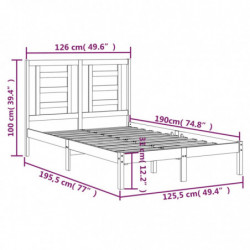 Massivholzbett Schwarz 120x190 cm 4FT Small Double