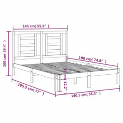 Massivholzbett Grau Kiefer 135x190 cm 4FT6 Double