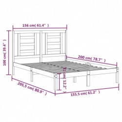 Massivholzbett Grau Kiefer 150x200 cm 5FT King Size