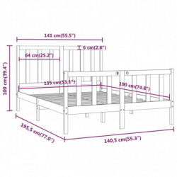 Massivholzbett Grau 135x190 cm 4FT6 Double